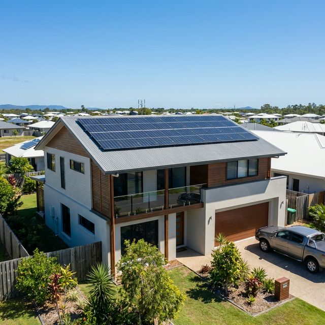 A high quality realistic residential home in Mackay Queensland with a brand new solar panel array on the roof