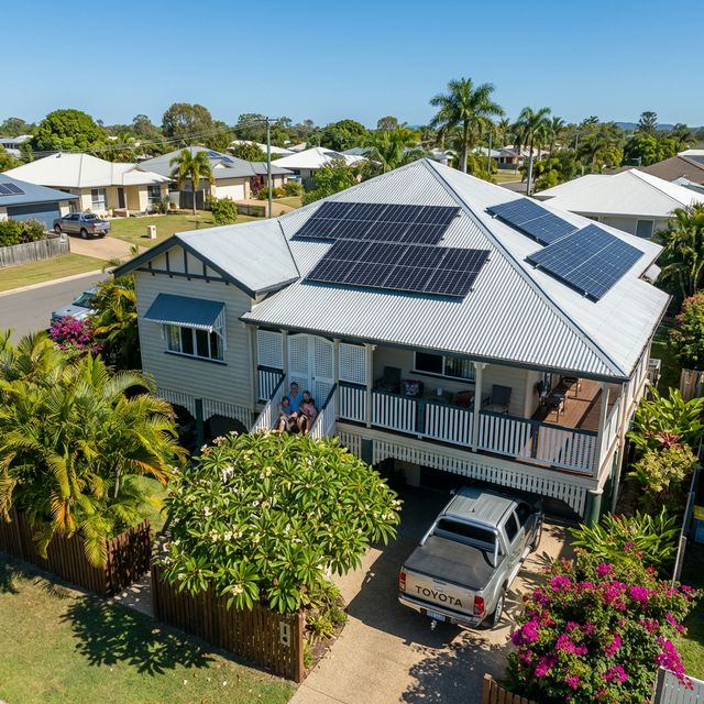 A high quality realistic residential home in Rockhampton Queensland with a brand new solar panel array on the roof